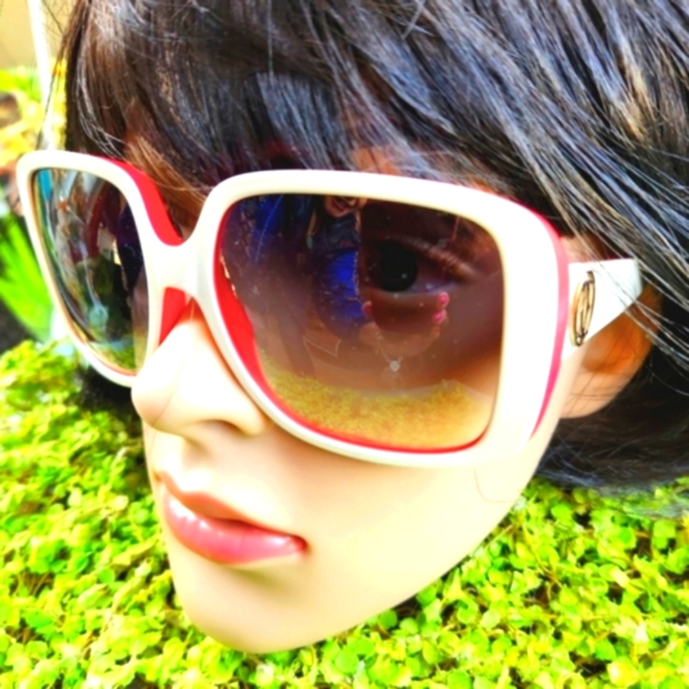 CARTIER White Red Pink Logo France Luxury Oversized CHARLIE Unisex Sunglasses 6"